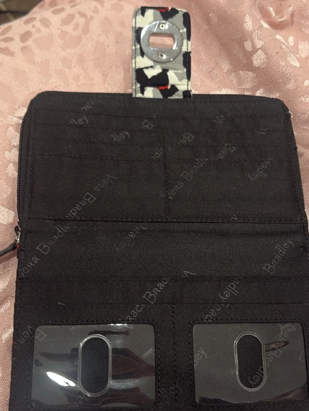 Vera Bradley Black White Gray Wallet with Red Accents - Picture 2 of 3